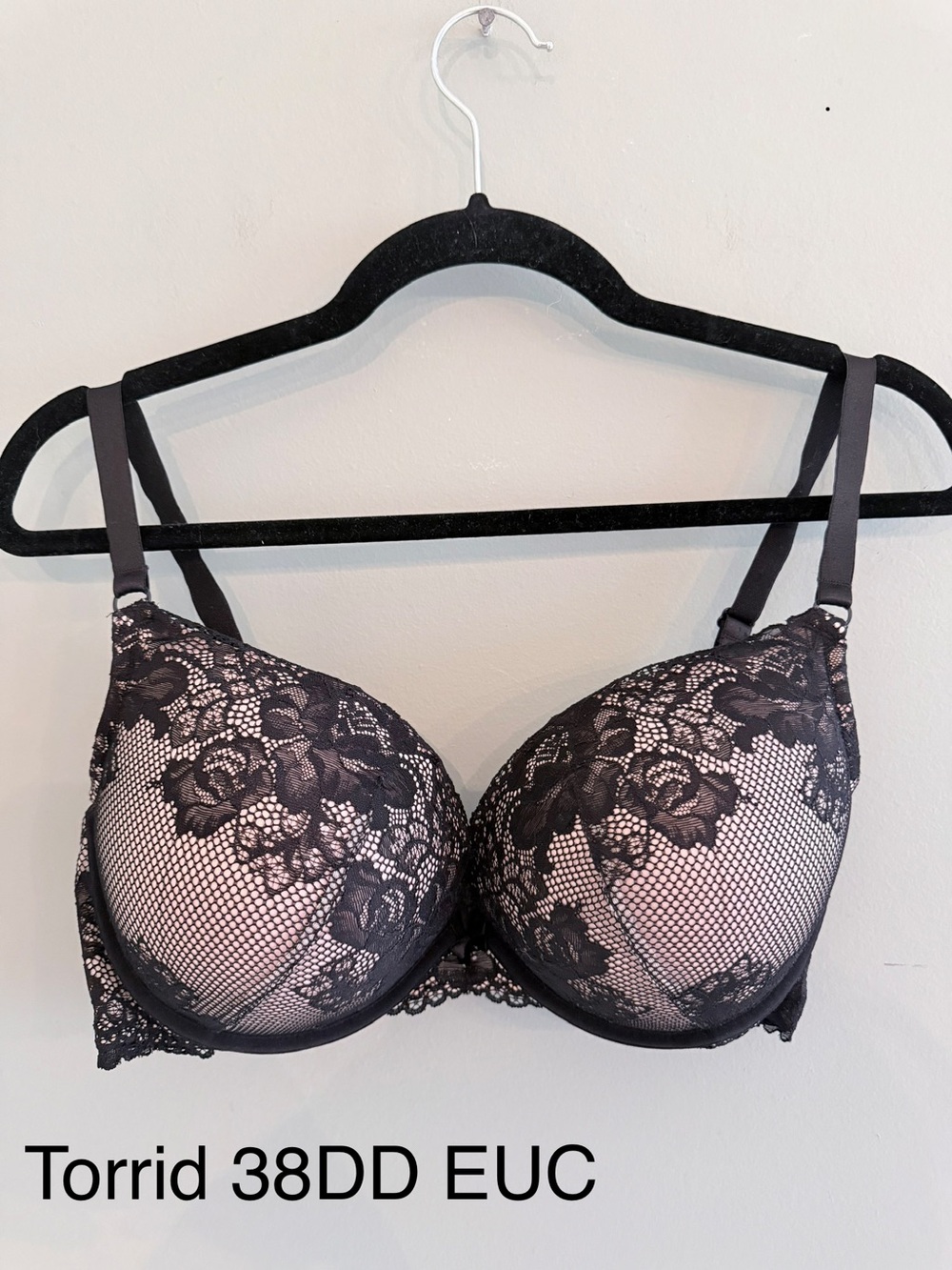 torrid Black Lace Bra with Nude Lining